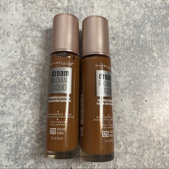 MAYBELLINE Dream Radiant Liquid Hydrating Foundation Mocha #128  NEW X2 - Picture 1 of 6
